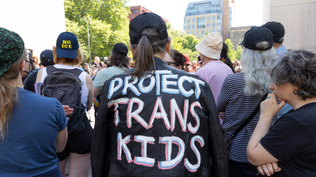 a jacket that says