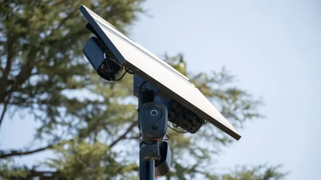 A license plate reader camera