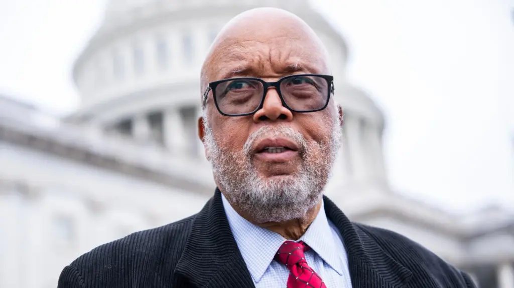 Representative Bennie Thompson in front of the Capitol.