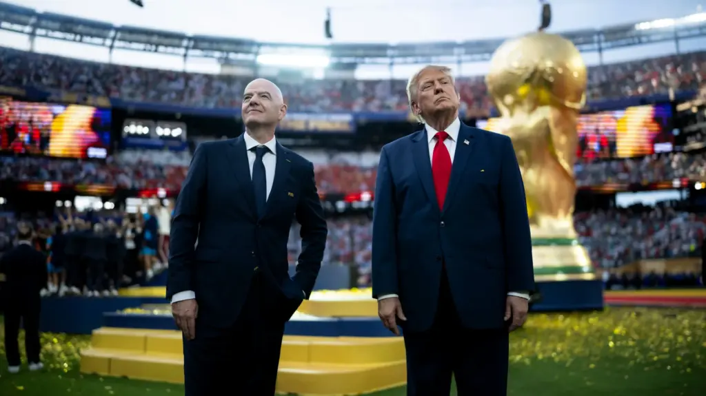 FIFA's Gianni Infantino standing side by side with Donald Trump.