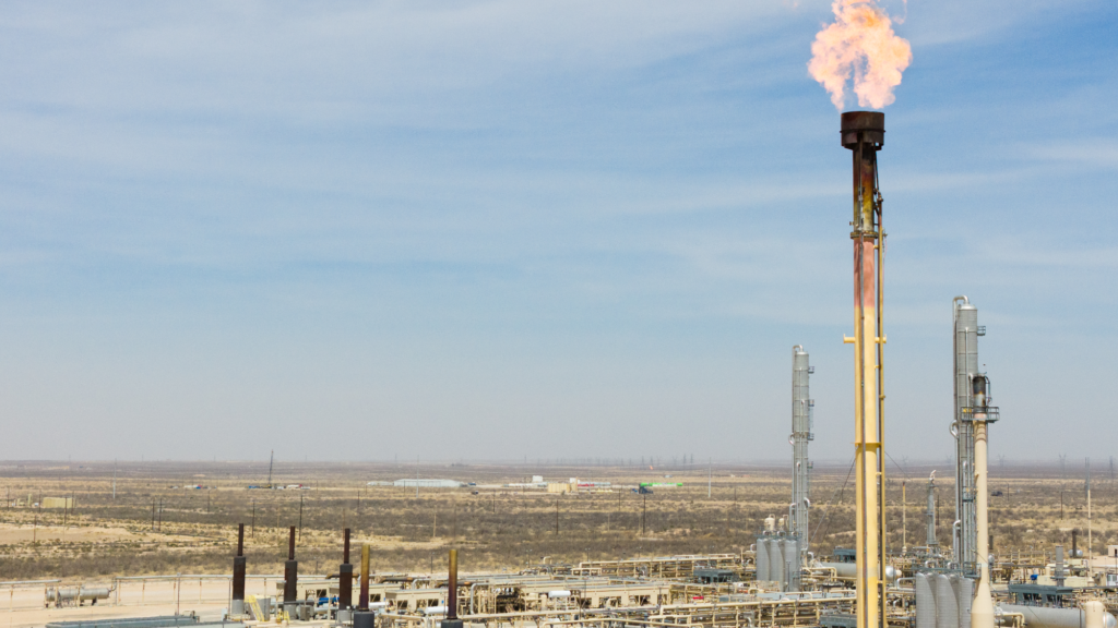 Off-gassing at a natural gas plant.