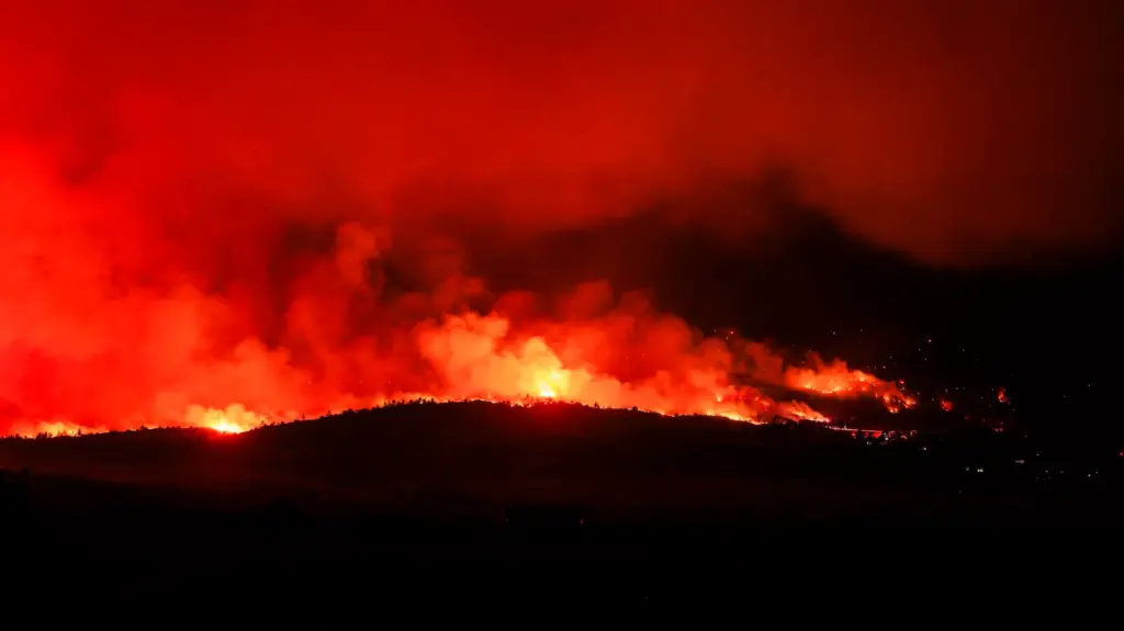 RYE, COLORADO - JULY 3: The Aspen Acres fire burns on July 3, 2026 in Rye, Colorado. Over 73,000 acres have burned in the Aspen Acres fire, making it the eighth biggest fire in Colorado history. (Photo by Michael Ciaglo/Getty Images)
