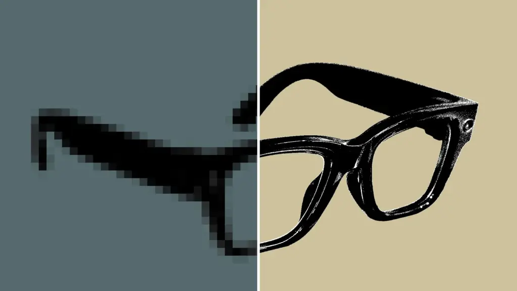 An illustration of Meta glasses, with half of the glasses looking blurry